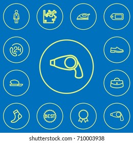 Set Of 12 Editable Shopping Outline Icons. Includes Symbols Such As 24 Hour Support, Hat, Tag And More. Can Be Used For Web, Mobile, UI And Infographic Design.