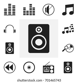 Set Of 12 Editable Song Icons. Includes Symbols Such As Backward, Melody Seeking, Tone And More. Can Be Used For Web, Mobile, UI And Infographic Design.