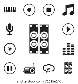 Set Of 12 Editable Song Icons. Includes Symbols Such As Music, Mike, Sky Note And More. Can Be Used For Web, Mobile, UI And Infographic Design.