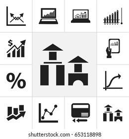 Set Of 12 Editable Statistic Icons. Includes Symbols Such As Graph Information, Increasing, Schema And More. Can Be Used For Web, Mobile, UI And Infographic Design.