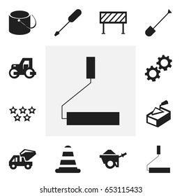 Set Of 12 Editable Structure Icons. Includes Symbols Such As Trolley, Five Starlet, Industrial Transport And More. Can Be Used For Web, Mobile, UI And Infographic Design.