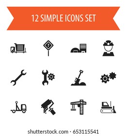 Set Of 12 Editable Structure Icons. Includes Symbols Such As Question Help, Bogie, Oar And More. Can Be Used For Web, Mobile, UI And Infographic Design.