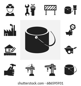 Set Of 12 Editable Structure Icons. Includes Symbols Such As Tools, Lifting Equipment, Endurance And More. Can Be Used For Web, Mobile, UI And Infographic Design.