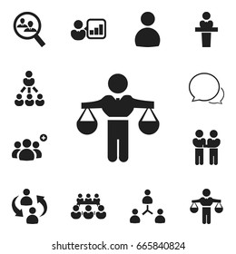 Set Of 12 Editable Team Icons. Includes Symbols Such As Friendship, Finding Solution, Introducing And More. Can Be Used For Web, Mobile, UI And Infographic Design.