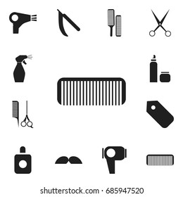 Set Of 12 Editable Tonsorial Artist Icons. Includes Symbols Such As Aroma, Scissors With Comb, Spray And More. Can Be Used For Web, Mobile, UI And Infographic Design.