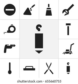 Set Of 12 Editable Tools Icons. Includes Symbols Such As Build Fastener, Chisel Scraper, Key And More. Can Be Used For Web, Mobile, UI And Infographic Design.