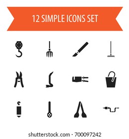 Set Of 12 Editable Tools Icons. Includes Symbols Such As Elevation, Skimmer, Balance And More. Can Be Used For Web, Mobile, UI And Infographic Design.