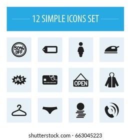 Set Of 12 Editable Trade Icons. Includes Symbols Such As Credit Card, Explicit, Telephone And More. Can Be Used For Web, Mobile, UI And Infographic Design.