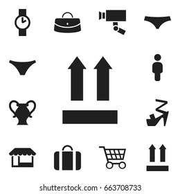 Set Of 12 Editable Trade Icons. Includes Symbols Such As Human, Underwear, Cart And More. Can Be Used For Web, Mobile, UI And Infographic Design.