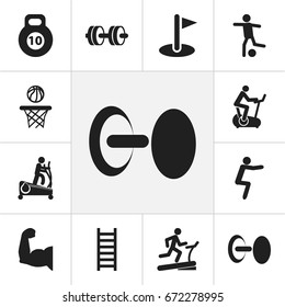 Set Of 12 Editable Training Icons. Includes Symbols Such As Flag, Workout, Football And More. Can Be Used For Web, Mobile, UI And Infographic Design.