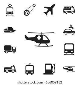Set Of 12 Editable Transport Icons. Includes Symbols Such As Bogie, Wagon, Service Car And More. Can Be Used For Web, Mobile, UI And Infographic Design.
