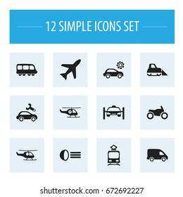 Set Of 12 Editable Transport Icons. Includes Symbols Such As Delivery, Chopper, Repairing And More. Can Be Used For Web, Mobile, UI And Infographic Design.