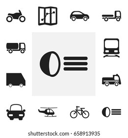 Set Of 12 Editable Transportation Icons. Includes Symbols Such As Cycle, Automotive, Chopper And More. Can Be Used For Web, Mobile, UI And Infographic Design.
