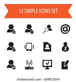 Set Of 12 Editable Web Icons. Includes Symbols Such As Delete Member, Edit File, Smartphone And More. Can Be Used For Web, Mobile, UI And Infographic Design.