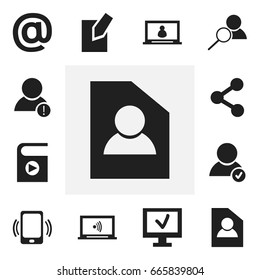 Set Of 12 Editable Web Icons. Includes Symbols Such As Computer, Smartphone, Document And More. Can Be Used For Web, Mobile, UI And Infographic Design.