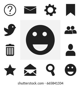 Set Of 12 Editable Web Icons. Includes Symbols Such As Recycle Bin, Magnifier, Group And More. Can Be Used For Web, Mobile, UI And Infographic Design.