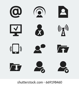 Set Of 12 Editable Web Icons. Includes Symbols Such As Thinking Man, Smartphone, Document And More. Can Be Used For Web, Mobile, UI And Infographic Design.
