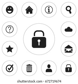 Set Of 12 Editable Web Icons. Includes Symbols Such As Letter, Emoji, Profile And More. Can Be Used For Web, Mobile, UI And Infographic Design.