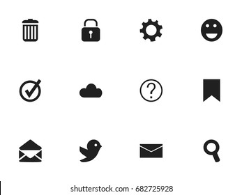 Set Of 12 Editable Web Icons. Includes Symbols Such As Security, Mail, Quiz And More. Can Be Used For Web, Mobile, UI And Infographic Design.