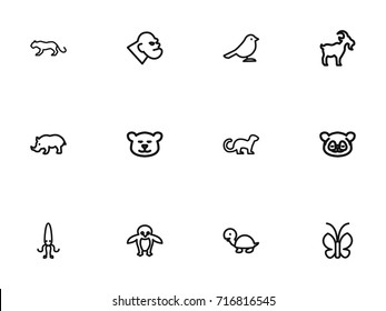 Set 12 Editable Zoo Outline Icons Stock Vector (Royalty Free) 716816545 ...