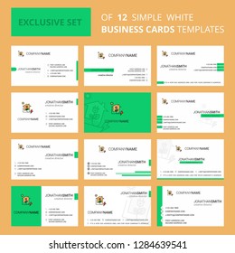 Set of 12 Electric power Creative Busienss Card Template. Editable Creative logo and Visiting card background