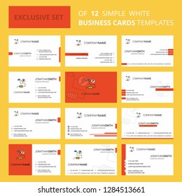 Set of 12 Energy Creative Busienss Card Template. Editable Creative logo and Visiting card background