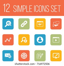 Set Of 12 Engine Icons Set.Collection Of Engine, Site, Guest And Other Elements.