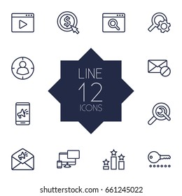 Set Of 12 Engine Outline Icons Set.Collection Of Item Identifier, Scan, Choice And Other Elements.