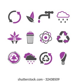 Set of 12 environmental designer elements graphics and icons