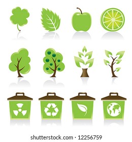 Set of 12 environmental green icons for your design idea