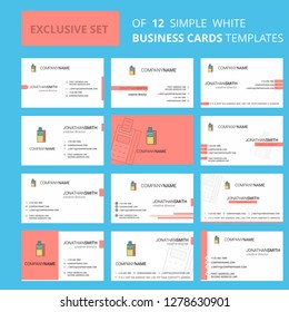 Set of 12 Fax machine Creative Busienss Card Template. Editable Creative logo and Visiting card background