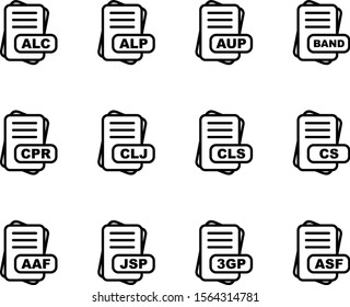 Set Of 12 File Format Icons For Mobile Application and websites
