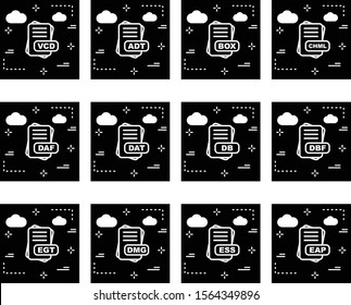 Set Of 12 File Format Icons For Mobile Application and websites

