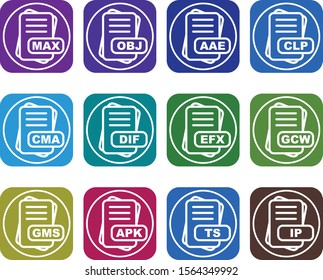  Set Of 12 File Format Icons For Mobile Application and websites
