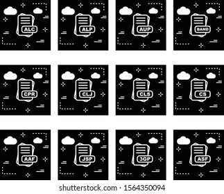 Set Of 12 File Format Icons For Mobile Application and websites
