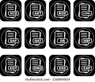 Set Of 12 File Format Icons For Mobile Application and websites
