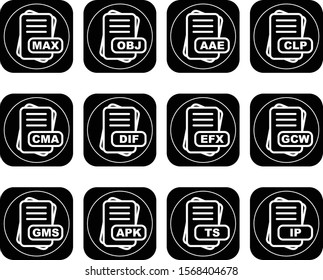  Set Of 12 File Format Icons For Mobile Application and websites
