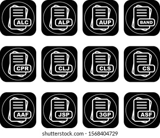 Set Of 12 File Format Icons For Mobile Application and websites
