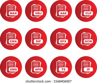  Set Of 12 File Format Icons For Mobile Application and websites
