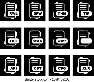 Set of 12 File Format Pixel Perfect Icons
