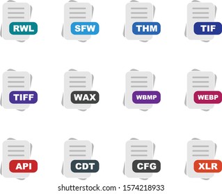 Set of 12 File Format Pixel Perfect Icons
