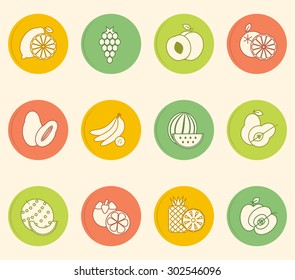 Set of 12 fruit icons