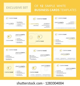 Set of 12 Fry egg Creative Busienss Card Template. Editable Creative logo and Visiting card background