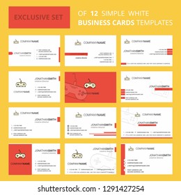 Set of 12 Game controller  Creative Busienss Card Template. Editable Creative logo and Visiting card background