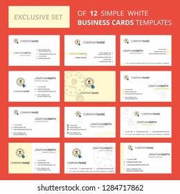 Set of 12 GDPR Creative Busienss Card Template. Editable Creative logo and Visiting card background