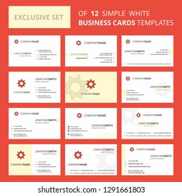 Set of 12 Gear  Creative Busienss Card Template. Editable Creative logo and Visiting card background