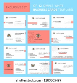 Set of 12 Gear eye Creative Busienss Card Template. Editable Creative logo and Visiting card background