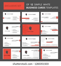 Set of 12 Ghost Creative Busienss Card Template. Editable Creative logo and Visiting card background