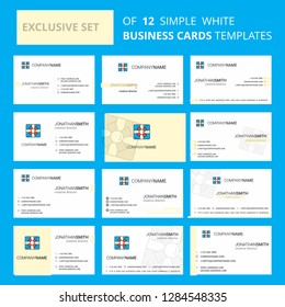 Set of 12 Giftbox Creative Busienss Card Template. Editable Creative logo and Visiting card background