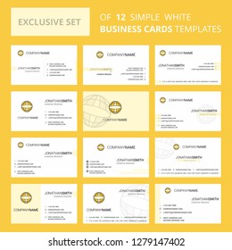 Set of 12 Globe  Creative Busienss Card Template. Editable Creative logo and Visiting card background